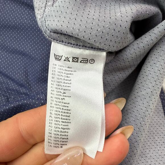 ETON Men's Slim Fit Dress Shirt Blue White Dot Size XL Long Sleeve Designer - Picture 8 of 10